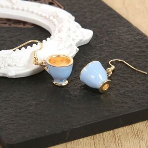 New Elegant Gold and Blue Cup Earrings